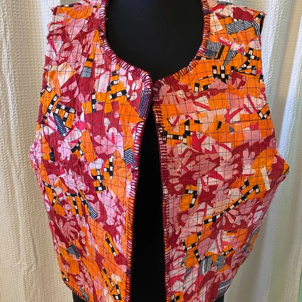 Unique and vibrant Colorful Patchwork Vest - Picture 4 of 9